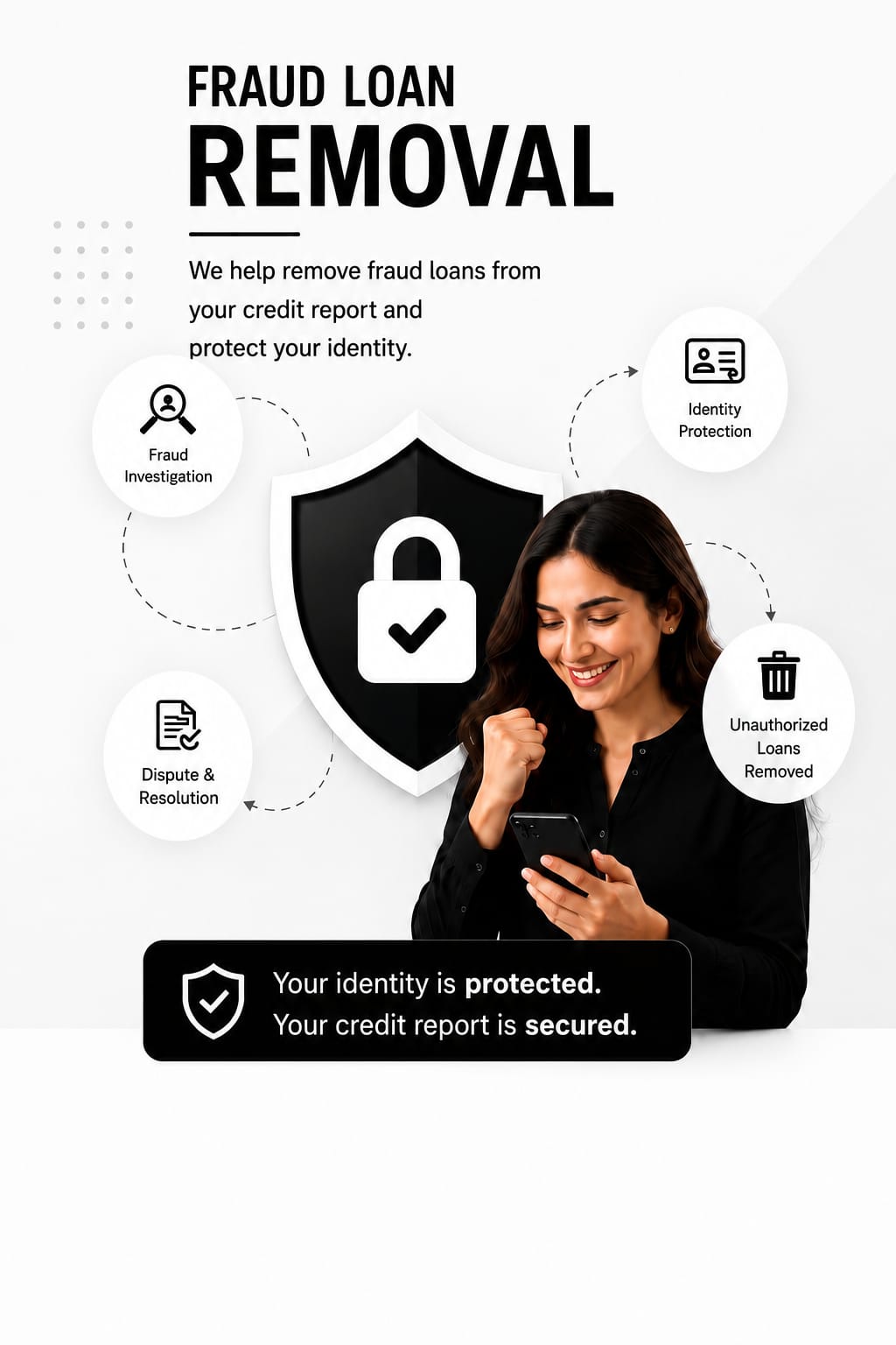 Fraud loan removal and identity protection service